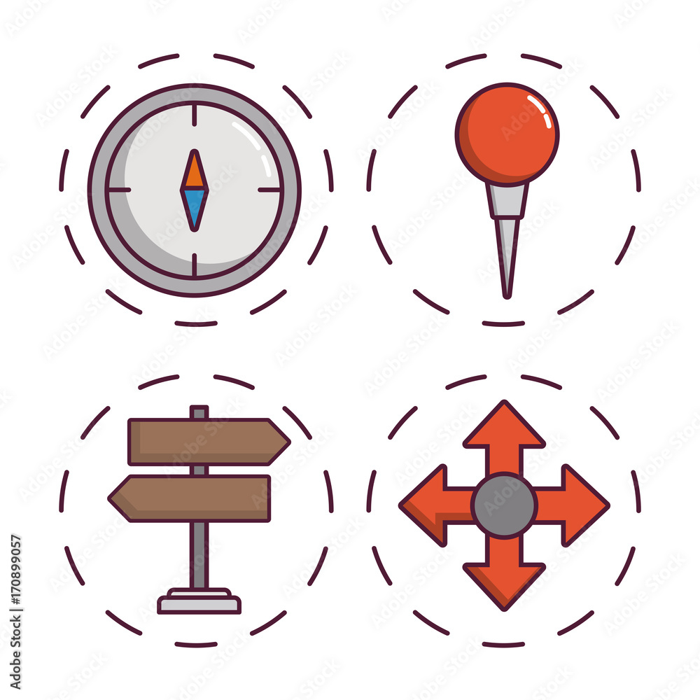 Poster navigation and location related icons over white background colorful design vector illustration