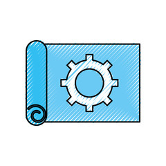 gear wheel on the paper construction work plan vector illustration