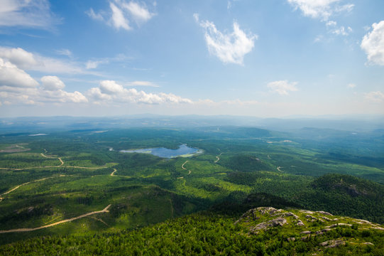 Aeral view of lac des cygnes, Charlesvoix Quebec