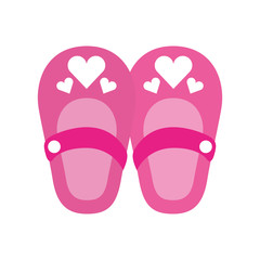 cute girl shoes baby shower decoration celebration vector illustration