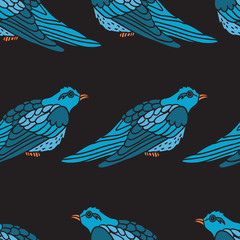 Blue Bird Simple Vector Seamless Pattern