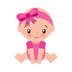 happy and smiling baby girl adorable vector illustration