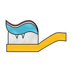 Fotobehang Toothbrush and toothpaste icon vector illustration graphic design © Jemastock