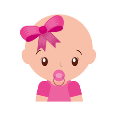 happy baby girl with pacifier adorable vector illustration