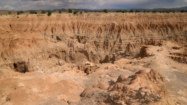 Hoodoos in gorge at Cathedral Gorge State Park in eastern Nevada, pan