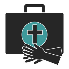 medical kit with gloves vector illustration design