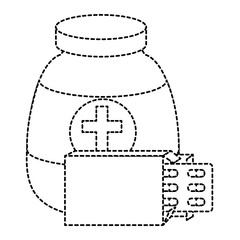 capsules drugs with bottle vector illustration design
