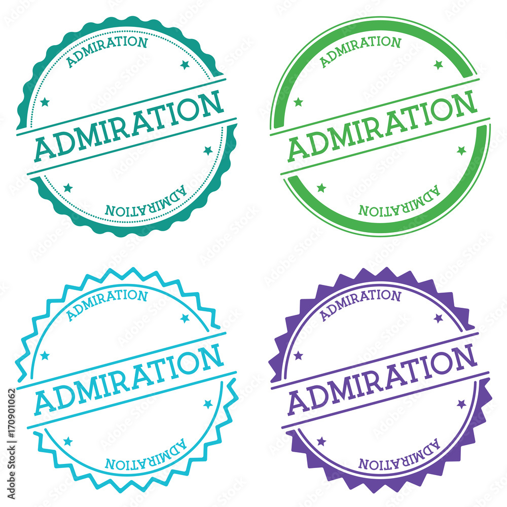 Poster admiration badge isolated on white background. flat style round label with text. circular emblem vec