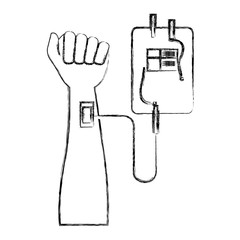 Fototapeta premium hand human with bag blood donation icon vector illustration design