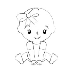 happy and smiling baby girl adorable vector illustration