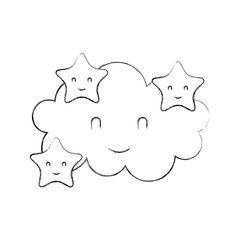 cartoon cute cloud stars baby shower image vector illustration
