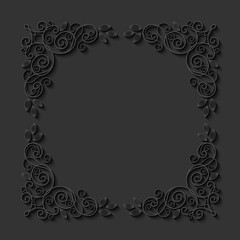 Abstract decorative 3d floral frame. Vector Illustration