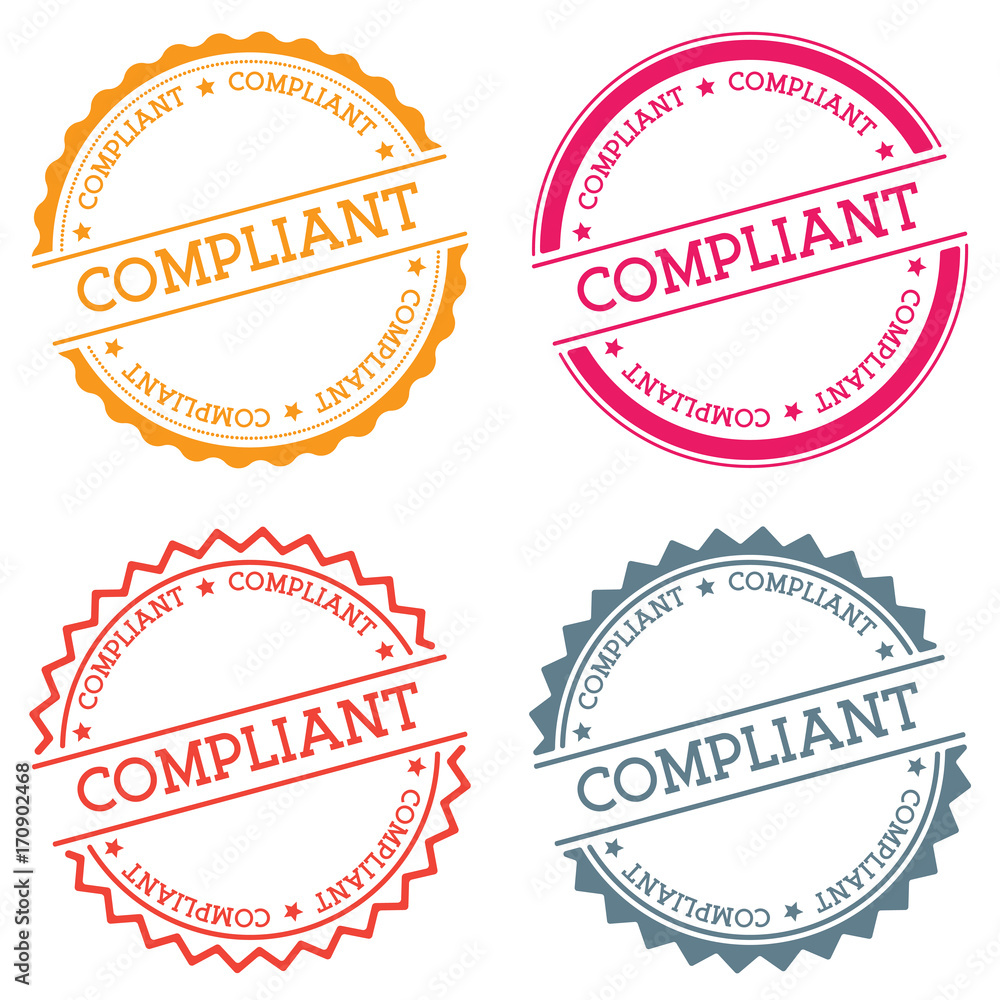 Poster compliant badge isolated on white background. flat style round label with text. circular emblem vect