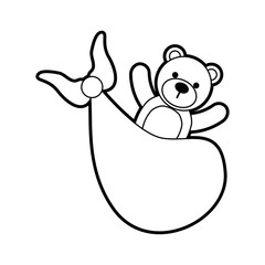 bear toy in blanket baby shower celebration vector illustration