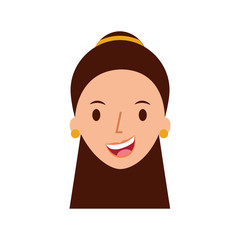 woman face smiling character with earrings vector illustration