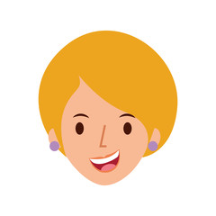 woman face smiling character with earrings vector illustration