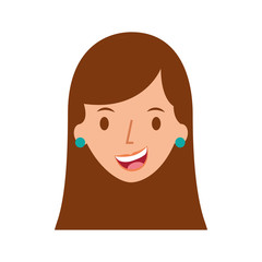 woman face smiling character with earrings vector illustration