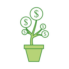 dollar coin plant inside pot finance vector illustration