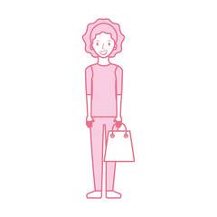 happy young woman with paper bag gift shopping vector illustration