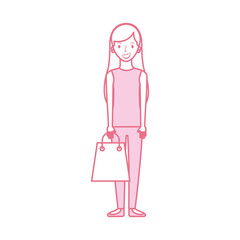 happy young woman with paper bag gift shopping vector illustration