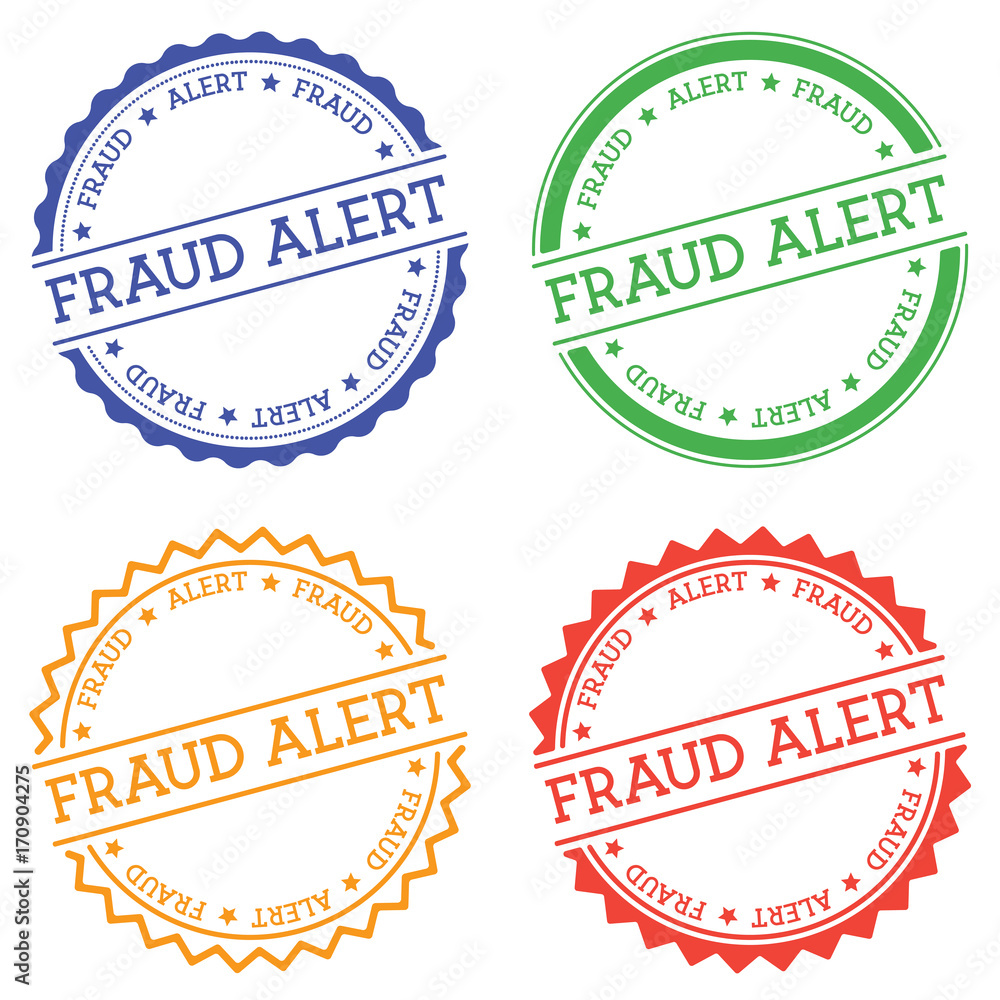 Poster fraud alert badge isolated on white background. flat style round label with text. circular emblem ve