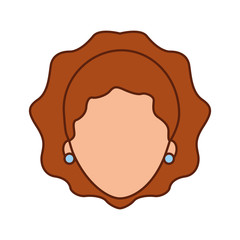 woman face character earring and hairstyle vector illustration