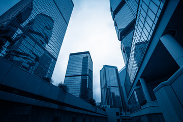 Fototapeta na wymiar Skyscraper from a low angle view in Hong Kong,China.