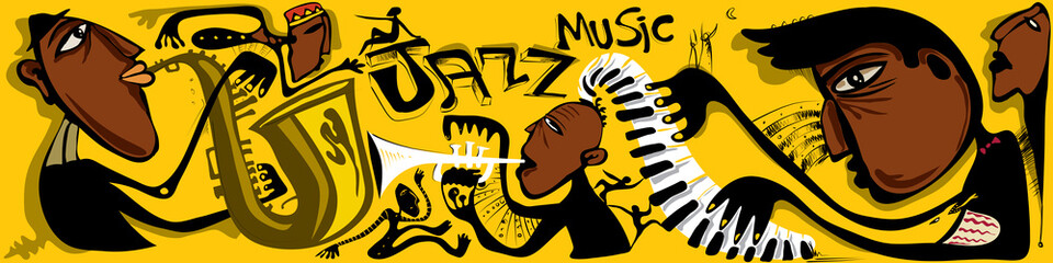 Abstract Jazz Horizontal Banner (Vector Art)