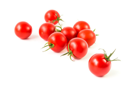 Fresh cherry tomatoes on white background, raw food and vegetable for bauty health