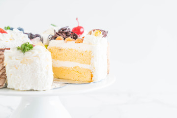 different pieces of cake