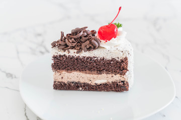 black forest cake on  plate