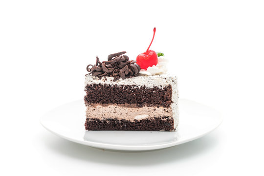 black forest cake on white background