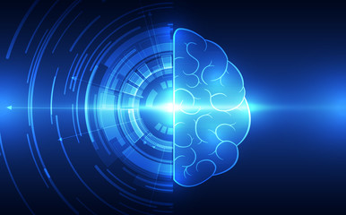 Vector abstract human brain on technology background represent artificial intelligence concept, illustration