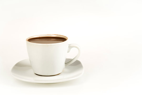 Cup of the chocolate on the white background