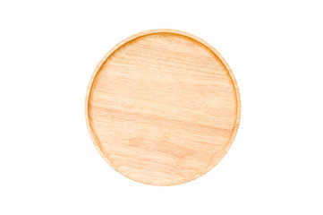 Wooden plate (round shape) on a white background.