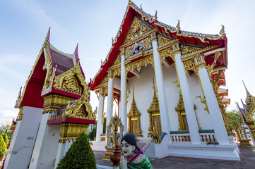 Fototapeta premium Pagoda of Wat Chalong (or formally Wat Chaiyathararam) - the most important of the 29 buddhist temples of Phuket, located in the Chalong Subdistrict, Mueang Phuket District, Thailand