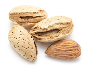 almond fruits on a white background