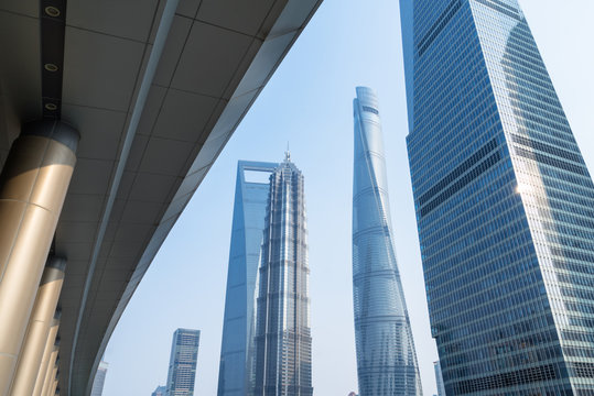 In the picture is jin mao tower,shanghai tower,shanghai world financial center,shanghai,china.