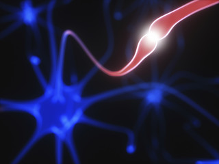 Nerve cells and electrical pulses, illustration