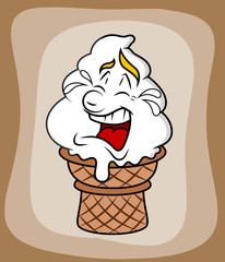 Crying Cartoon Ice Cream Vector