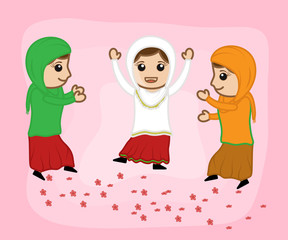 Cartoon Happy Woman Dancing