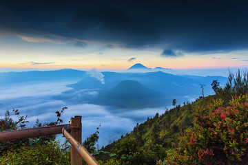 Sunrise over Mount. Bromo at Bromo tengger semeru national park, East Java, Indonesia