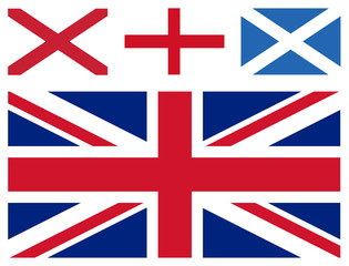 Flag of Uinted Kingdom and England, Ireland and Scotland cross