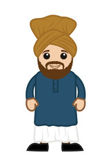 Happy Cartoon Farmer Sardar Character