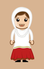 Cheerful Cartoon Punjabi Woman Character
