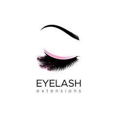 Eyelash extension logo. Vector illustration in a modern style