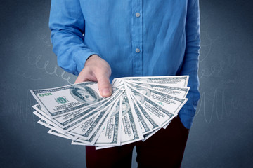 Businessman holding money