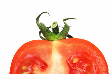 Halbe Tomate im Detail