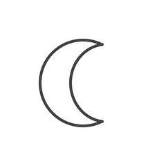 Moon symbol line icon, outline vector sign, linear style pictogram isolated on white. Astrology symbol, logo illustration. Editable stroke.