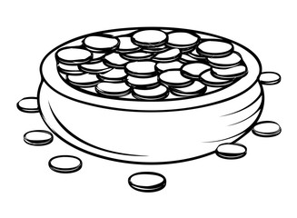 Full of Coins Cauldron Vector Drawing